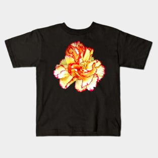 Carnations - Red-Tipped Yellow Carnation Closeup Kids T-Shirt